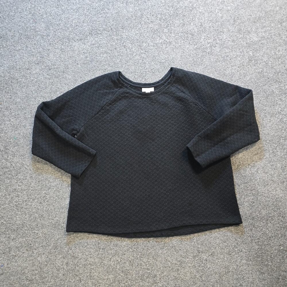J Jill Sweater Womens Size Large Black Textured Cozy Sweatshirt Casual Lounge